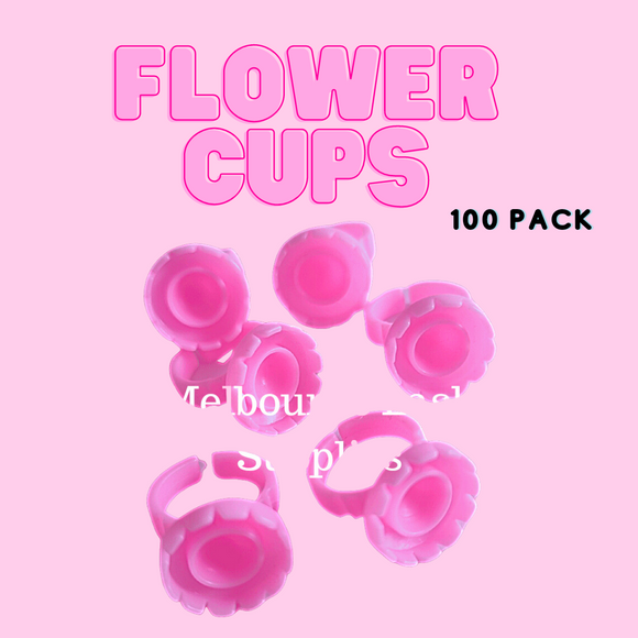 Glue Rings - Flower Cup Hearts 100 Pack