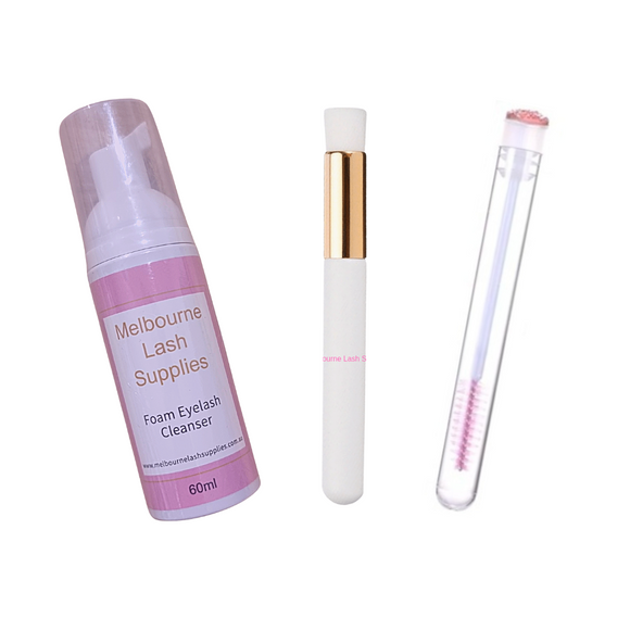 Aftercare Pack with cleanser, brush, wand & bag