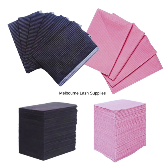 Disposable Dental Bibs Pink & Black 50 Pack